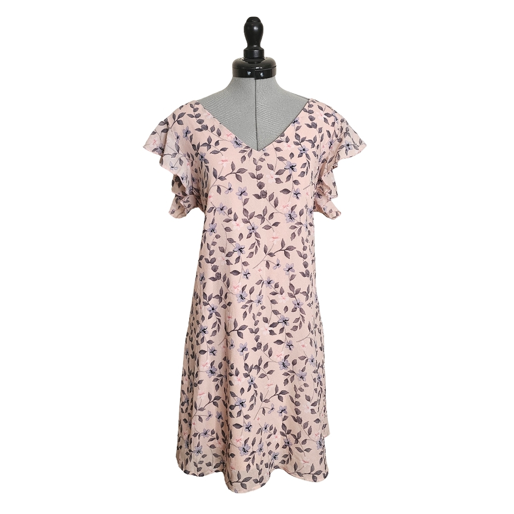 Chiffon Butterfly Sleeve Shift Dress